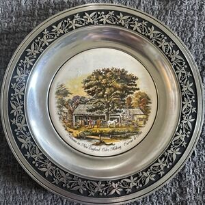Currier and Ives  "Autumn In New England - Cider Making"  Pewter  Plate